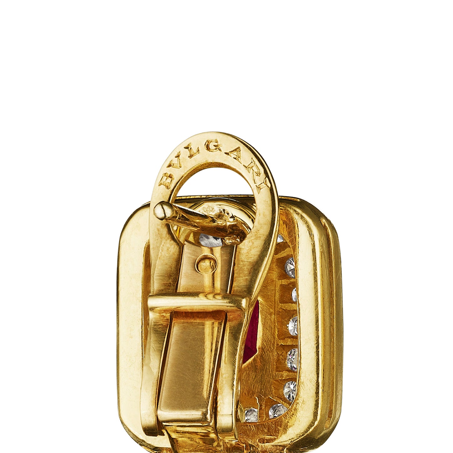 Macklowe Gallery Bulgari Ruby and Diamond Chain Link Pendant Earrings