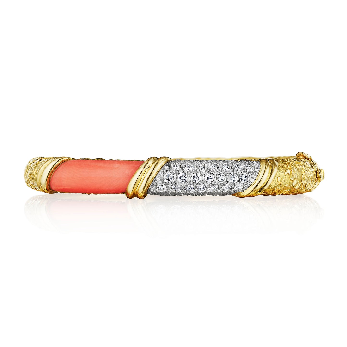 Macklowe Gallery Van Cleef & Arpels Coral and Diamond Bangle Bracelet