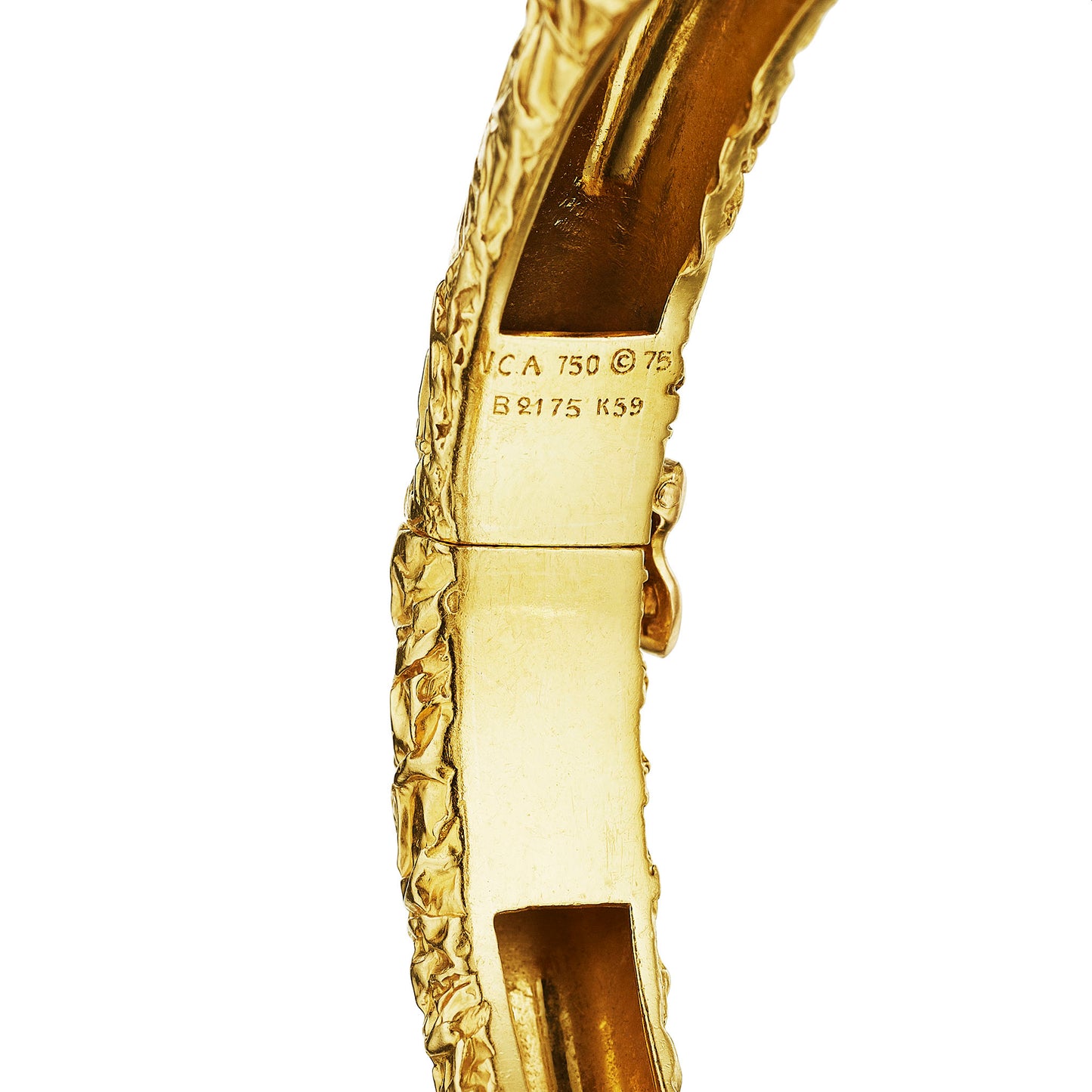 Macklowe Gallery Van Cleef & Arpels Coral and Diamond Bangle Bracelet