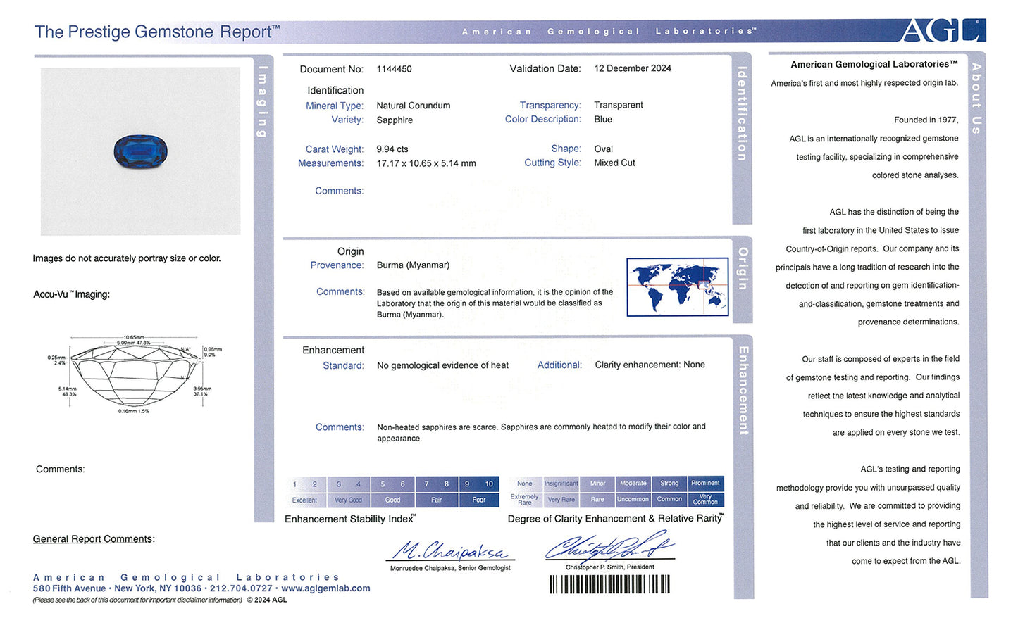 Macklowe Gallery Antique AGL Burma No Heat Sapphire and Diamond Ring