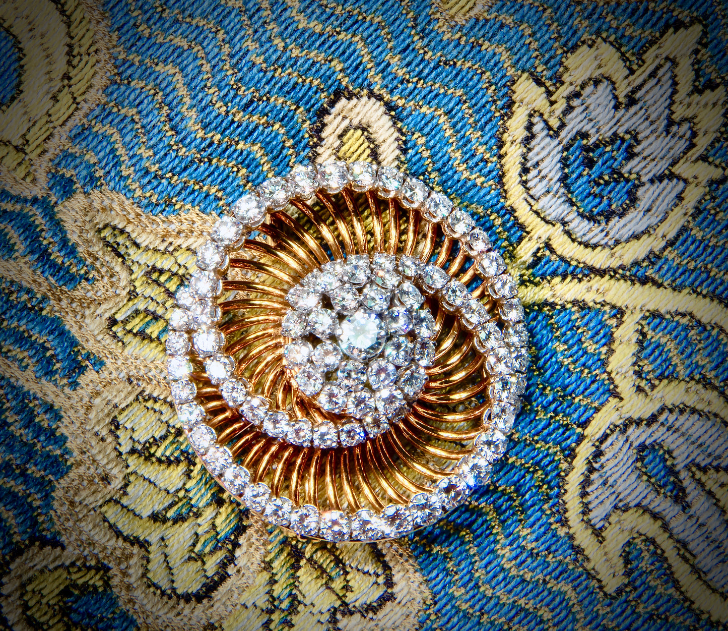 Macklowe Gallery Bulgari Gold and Diamond Spiral Brooch