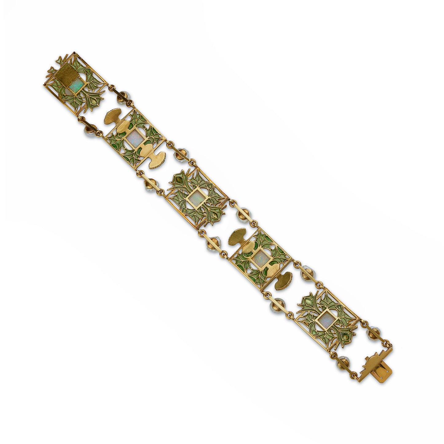 Macklowe Gallery René Lalique Art Nouveau Plique-à-jour Enamel, Opal and Pearl