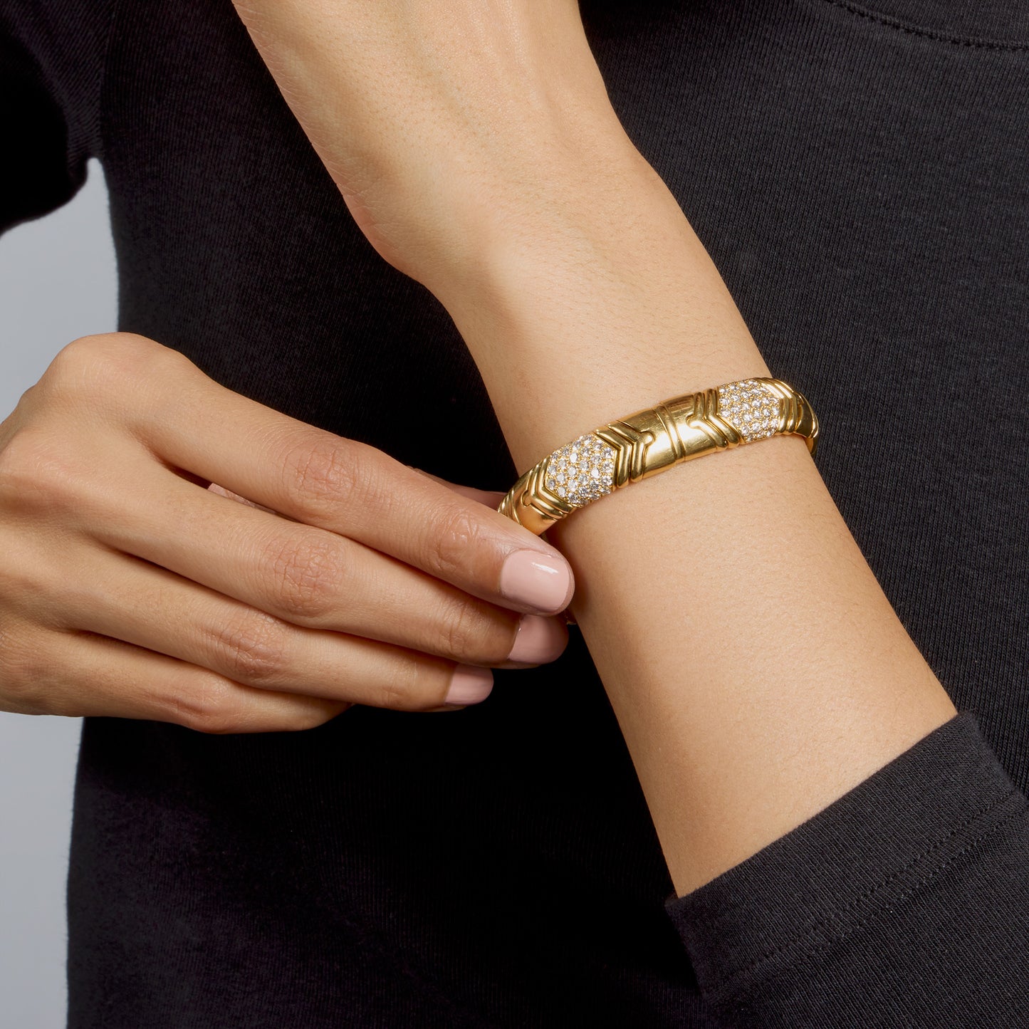 Macklowe Gallery Bulgari 18K Gold and Diamond "Parentesi" Bracelet