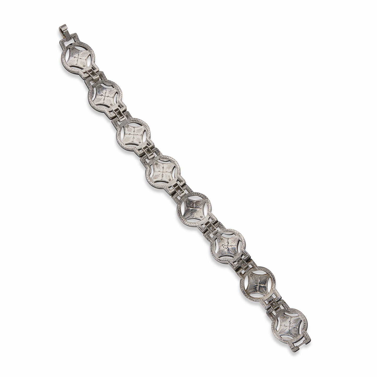 Macklowe Gallery G.T. Marsh & Co. Blackened Steel, Diamond and Cultured Pearl Bracelet