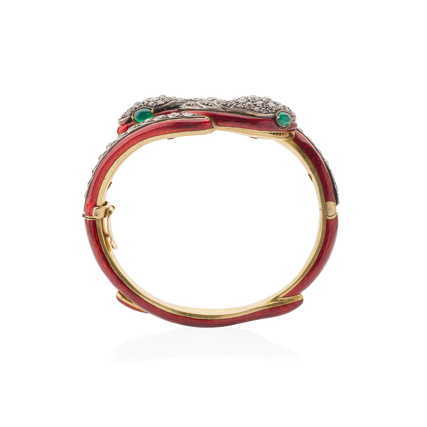 Macklowe Gallery Antique Diamond and Enamel Snake Bracelet
