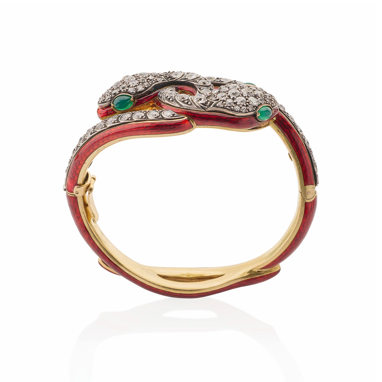 Macklowe Gallery Antique Diamond and Enamel Snake Bracelet