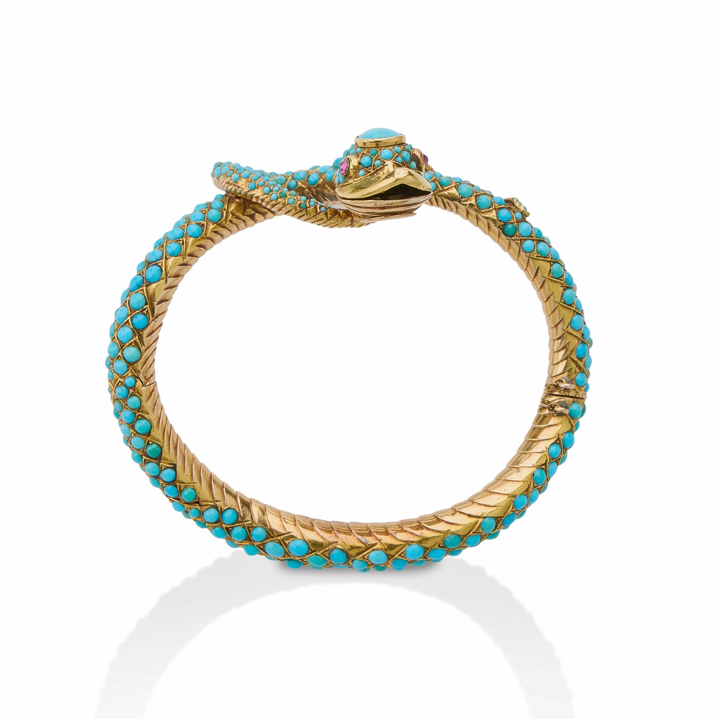 Macklowe Gallery Antique Turquoise Snake Bangle Bracelet