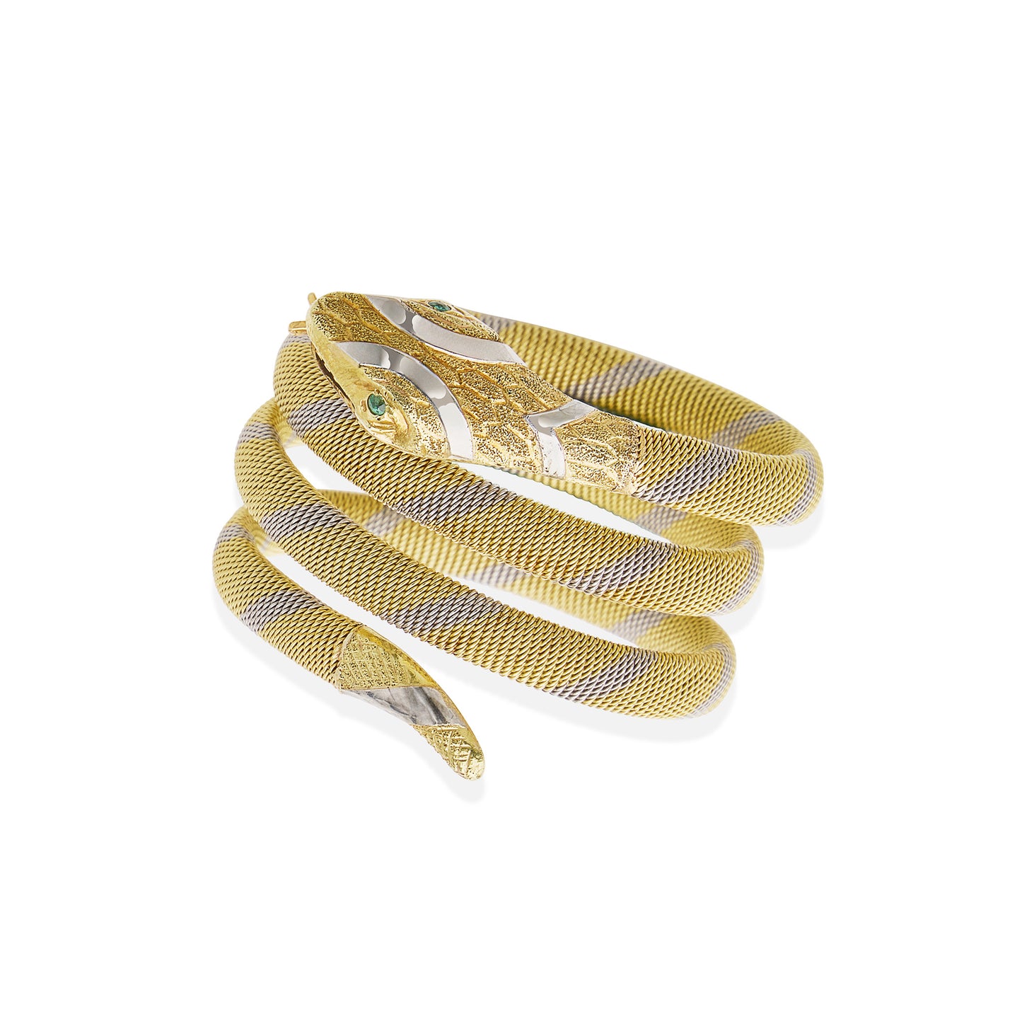 Macklowe Gallery Antique 18K Gold and Platinum Snake Bracelet