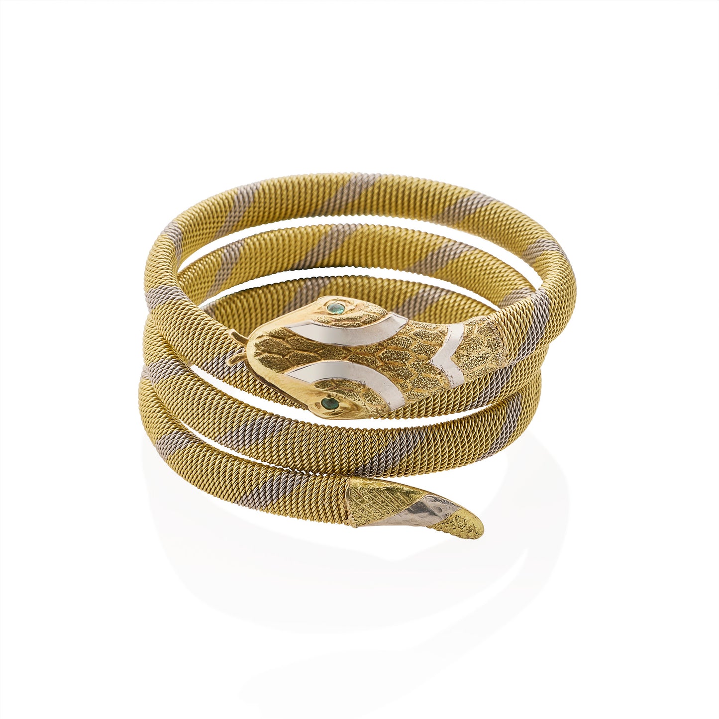 Macklowe Gallery Antique 18K Gold and Platinum Snake Bracelet