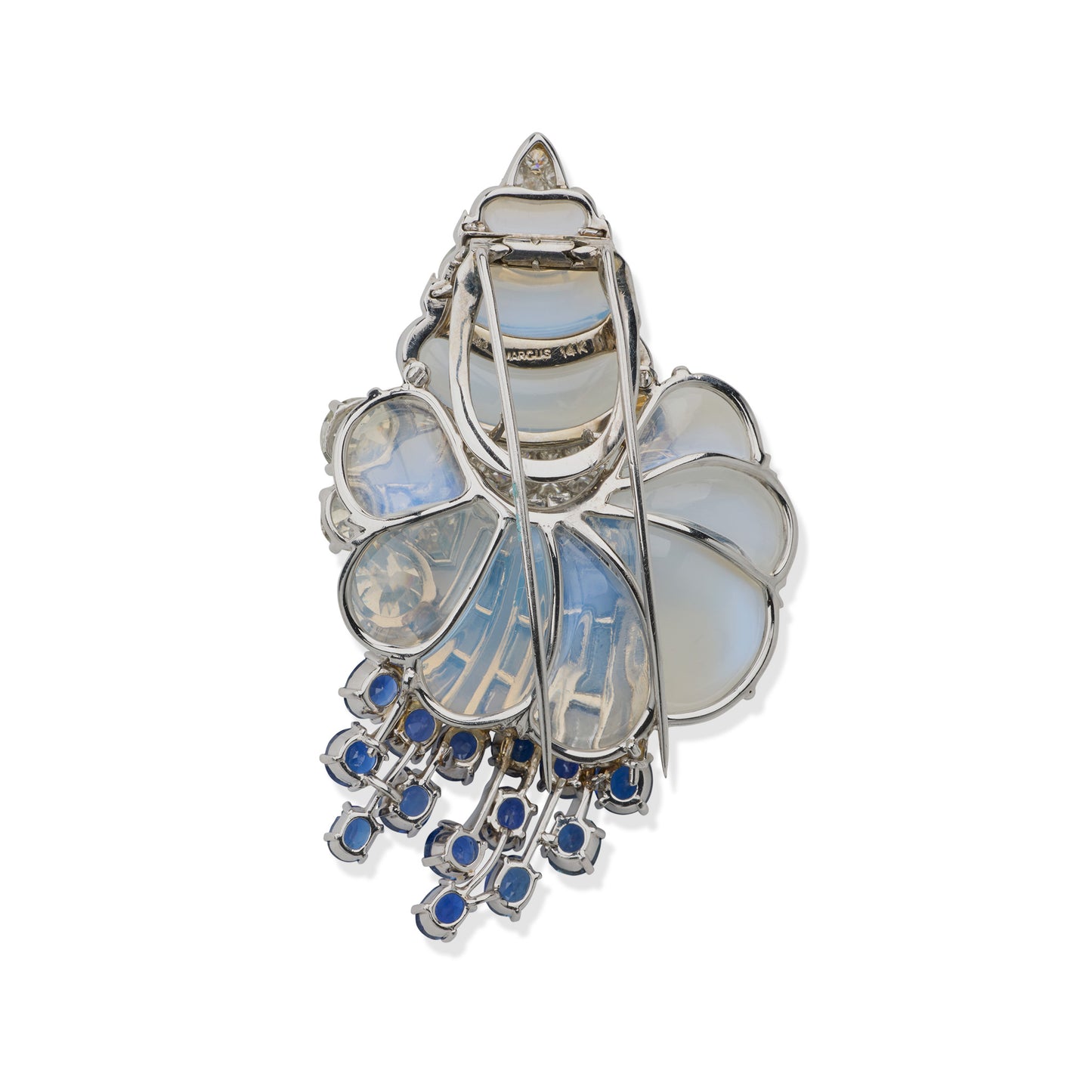 Macklowe Gallery Marcus & Co. Mid-Century Sapphire and Moonstone Brooch