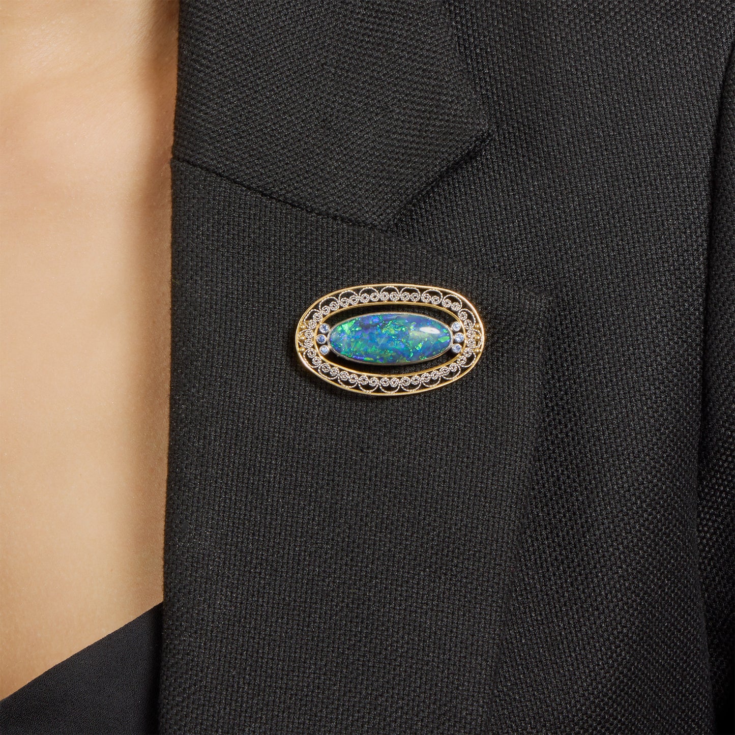 Macklowe Gallery Louis Comfort Tiffany for Tiffany & Co. Black Opal Brooch