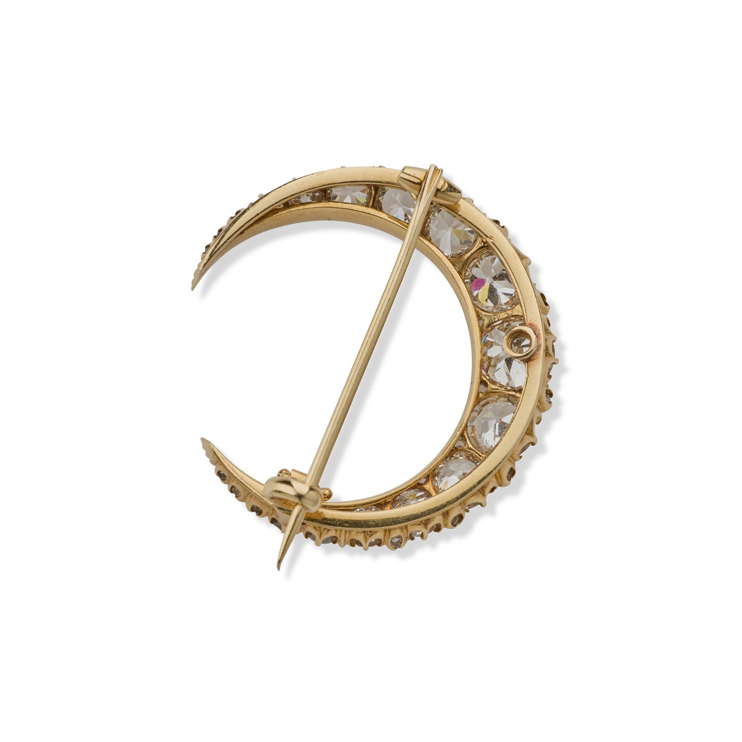 Macklowe Gallery Antique Diamond Crescent Brooch