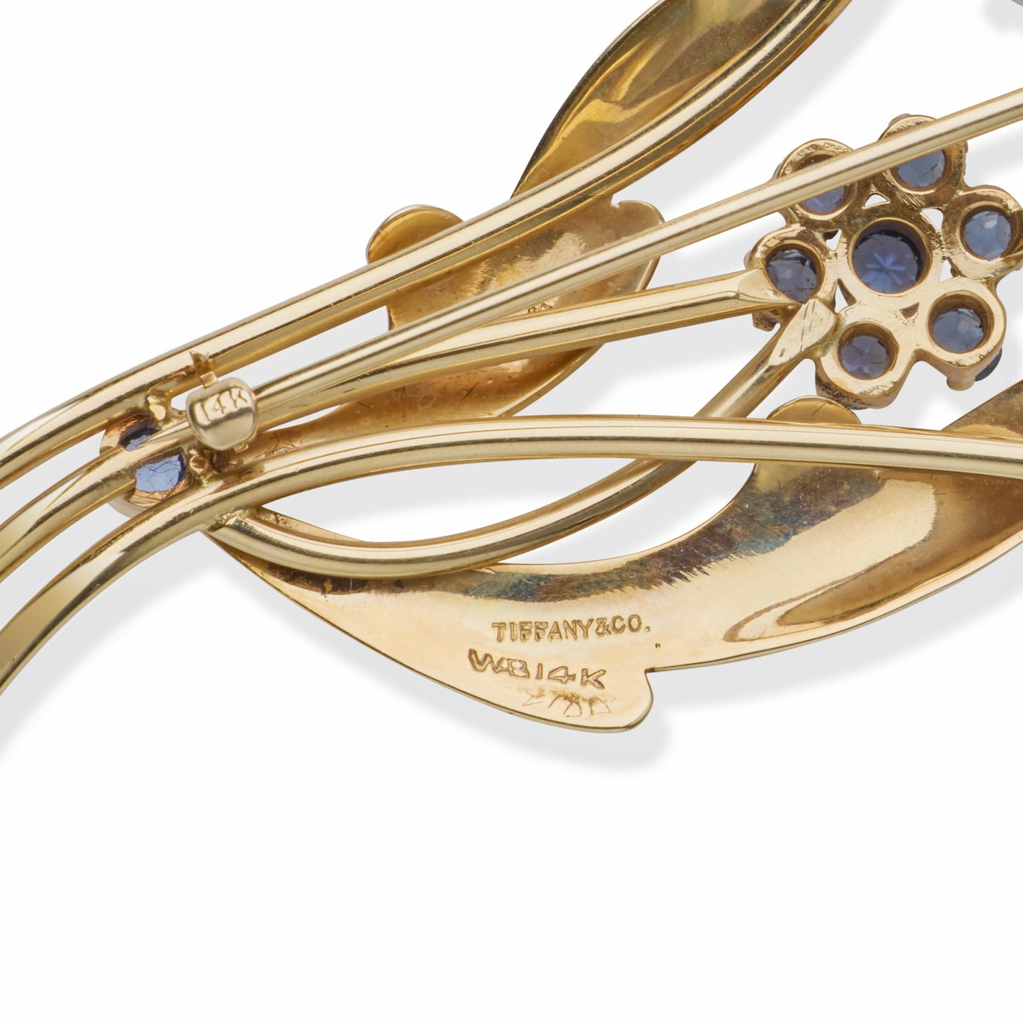 Macklowe Gallery Retro Tiffany & Co. Moonstone and Sapphire Flower Brooch