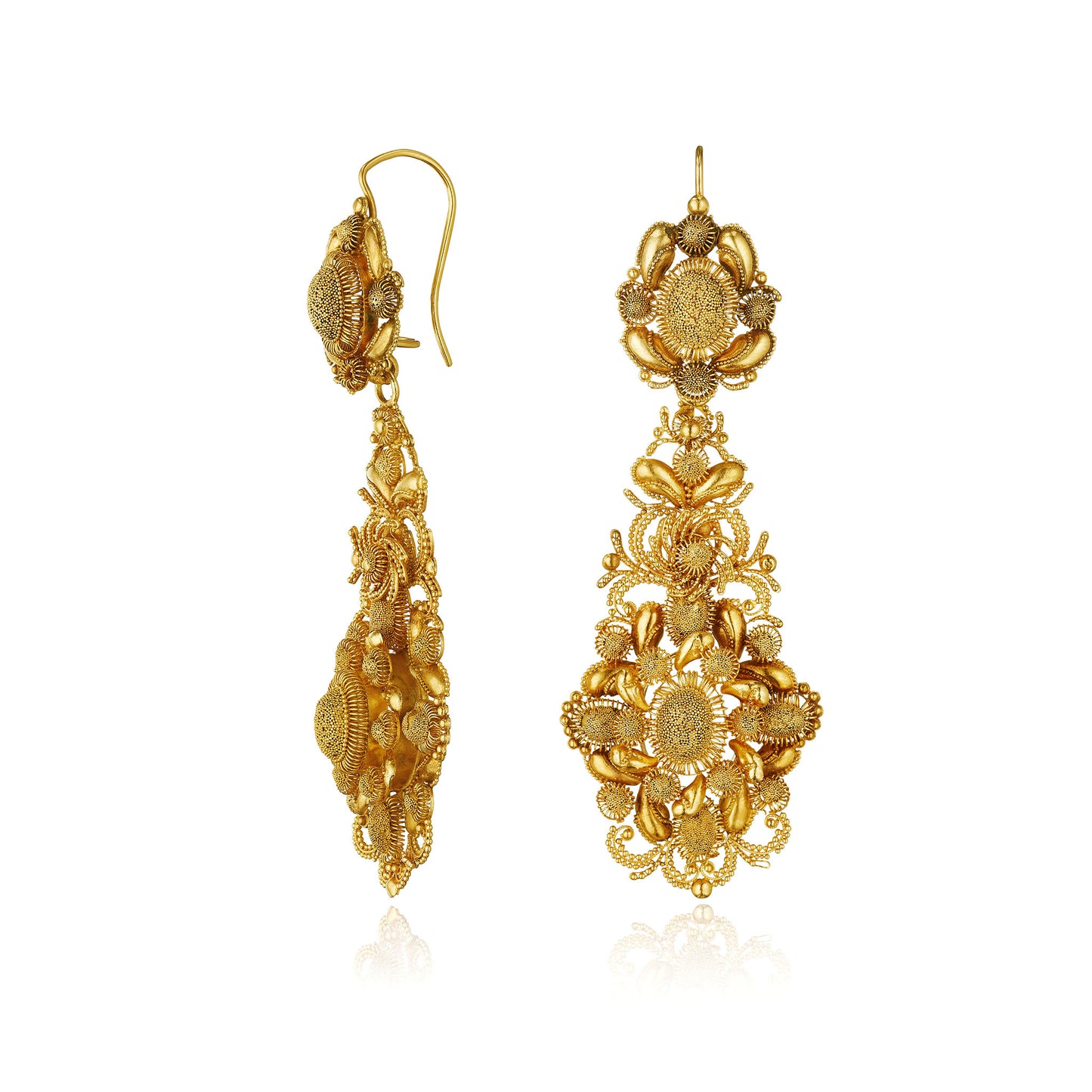Macklowe Gallery Antique 18K Gold Cannetille Earrings