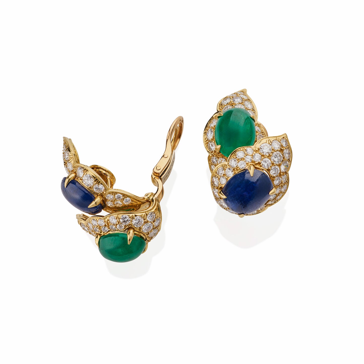 Macklowe Gallery Bulgari Emerald and Sapphire Clip Earrings