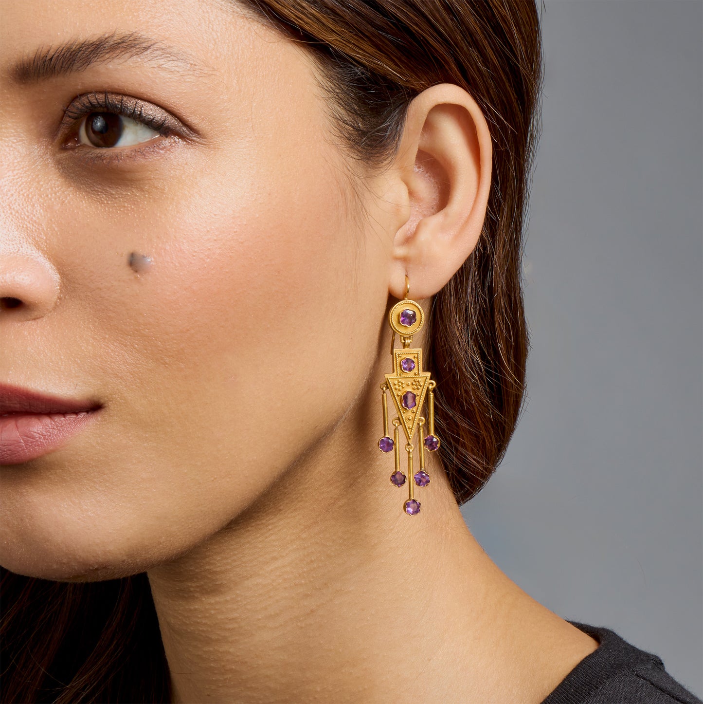 Macklowe Gallery Antique 1860s Amethyst Fringe Earrings