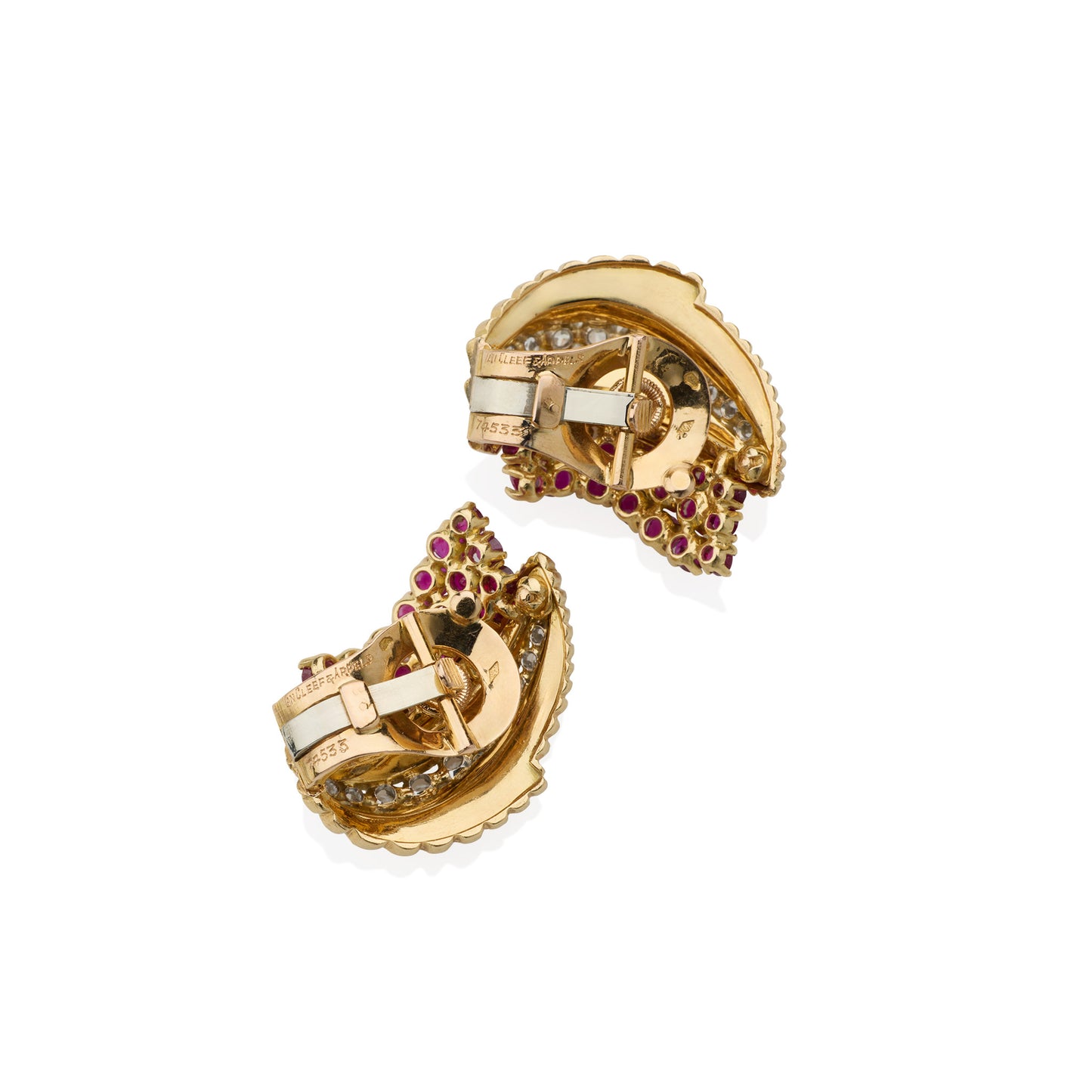 Macklowe Gallery Van Cleef & Arpels Paris Mid-century Ruby and Diamond Earrings