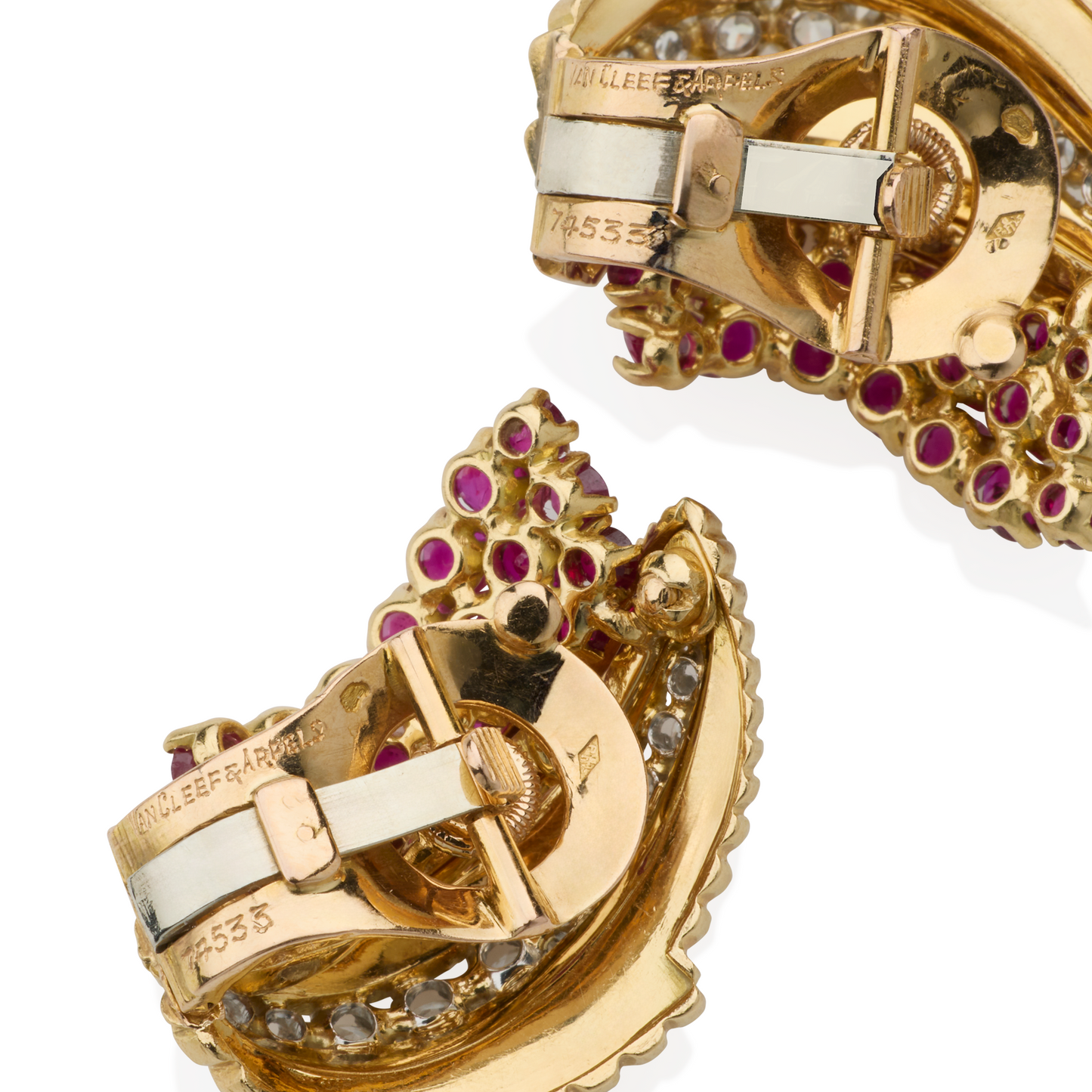 Macklowe Gallery Van Cleef & Arpels Paris Mid-century Ruby and Diamond Earrings