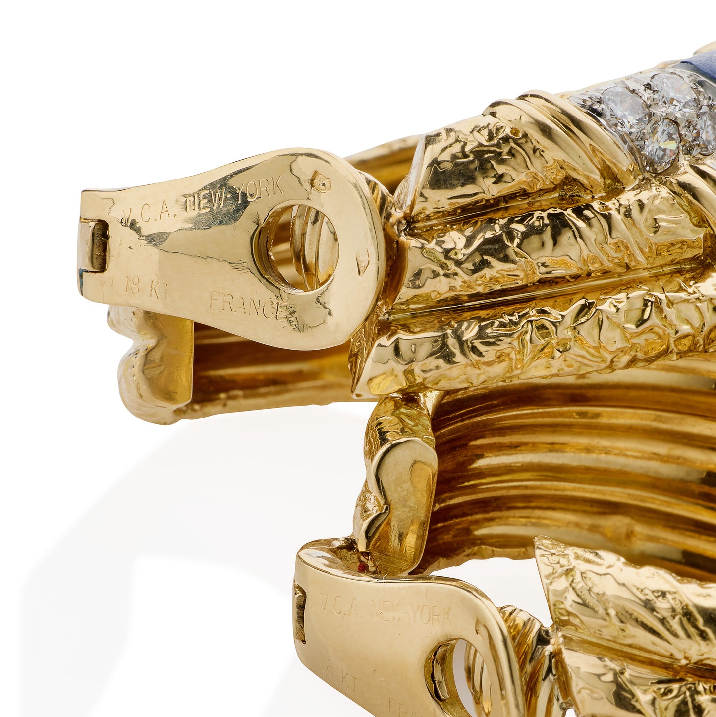 Macklowe Gallery Van Cleef & Arpels Mid-century Lapis and Diamond Hoop Earrings