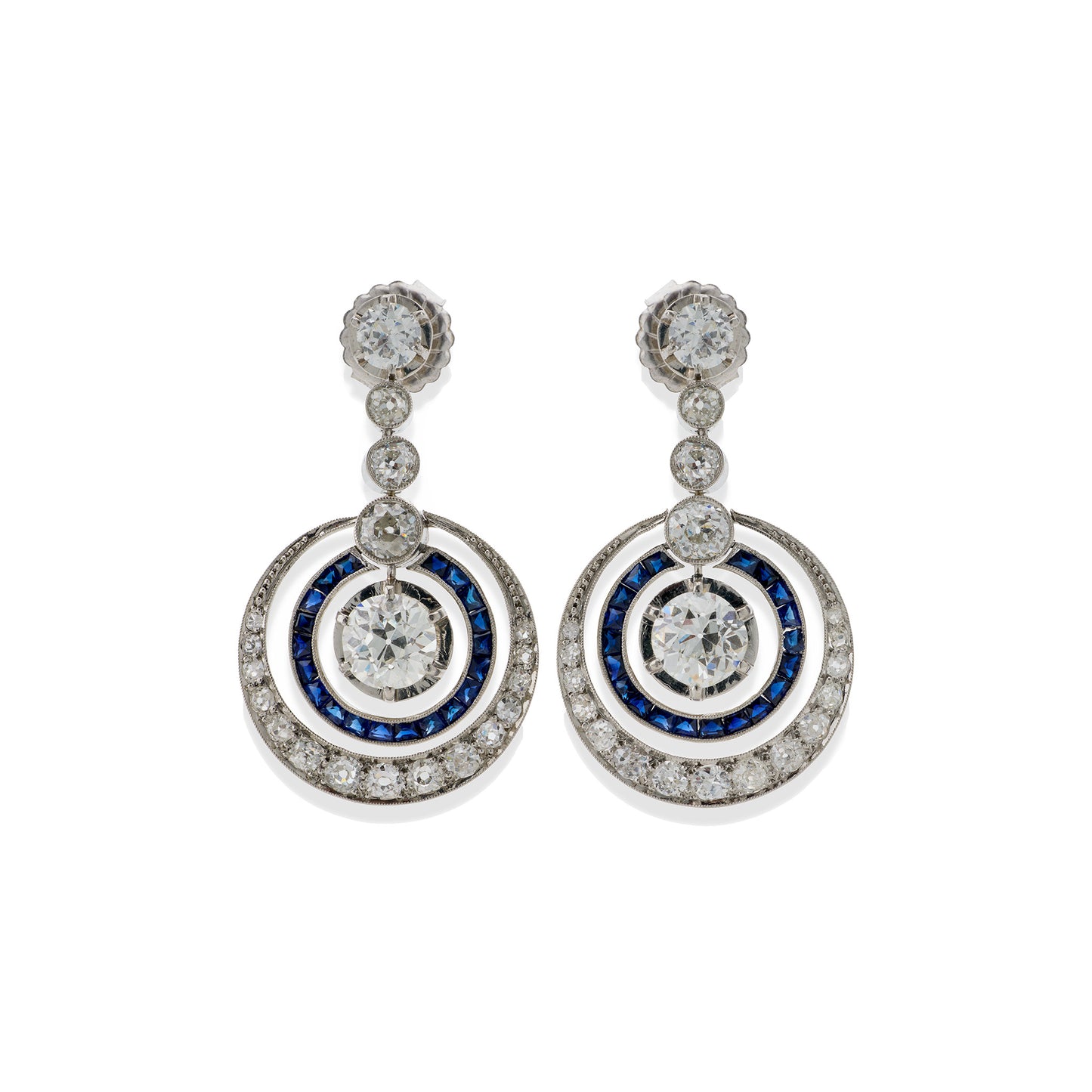 Macklowe Gallery Art Deco Diamond and Sapphire Earrings
