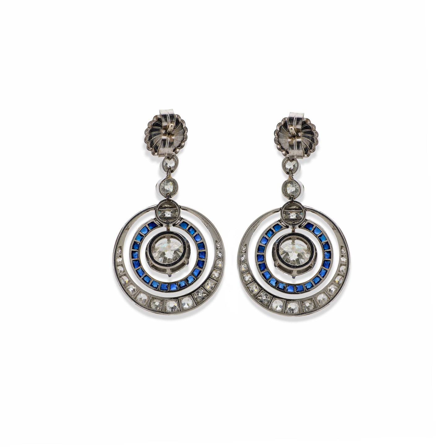 Macklowe Gallery Art Deco Diamond and Sapphire Earrings