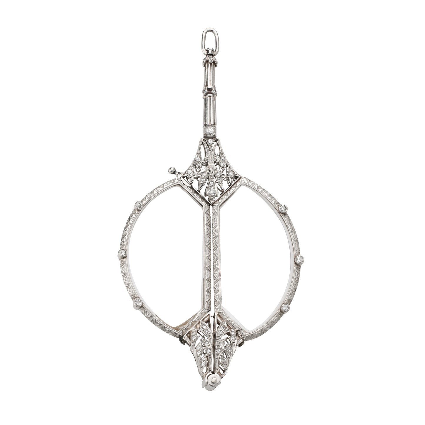 Macklowe Gallery Edwardian Platinum and Diamond Lorgnette Pendant