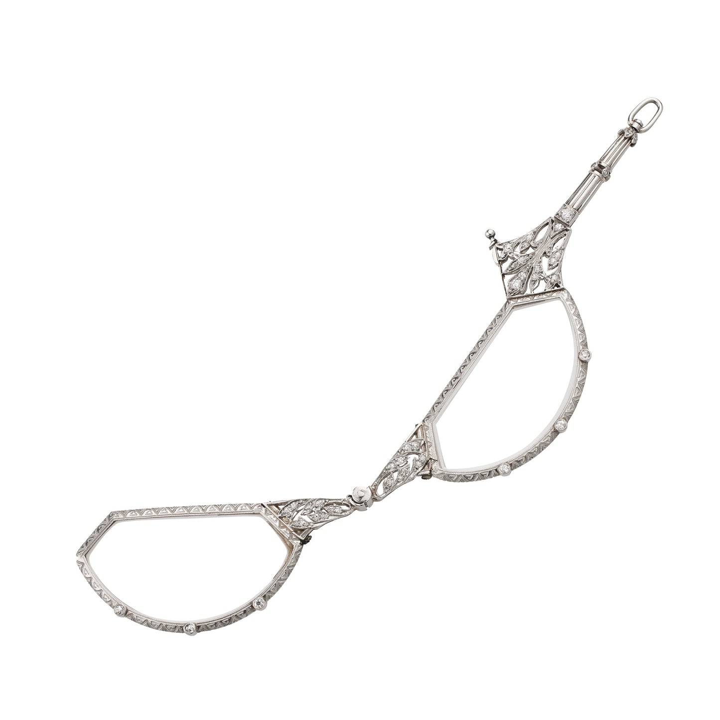 Macklowe Gallery Edwardian Platinum and Diamond Lorgnette Pendant