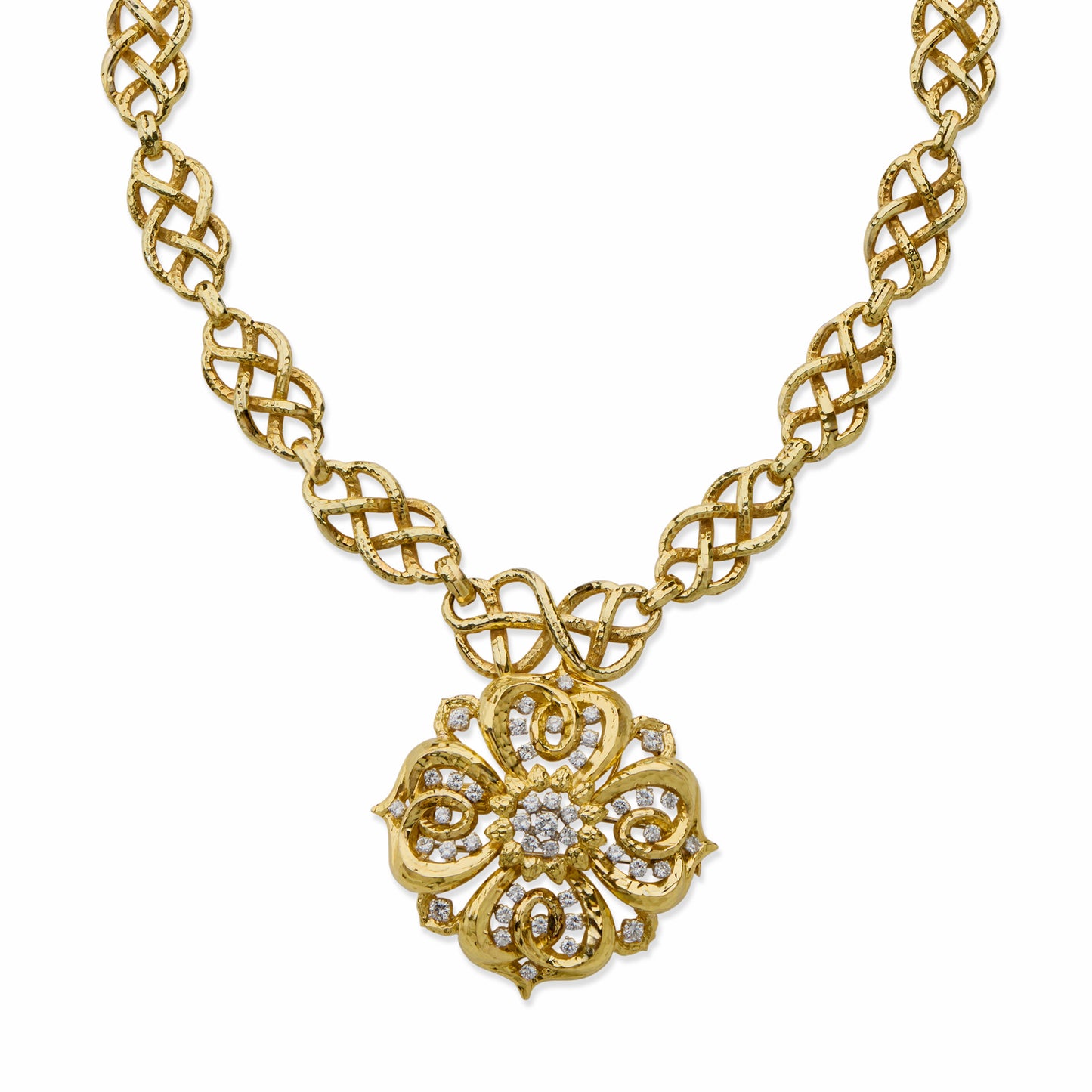 Macklowe Gallery David Webb Hammered Pendant Necklace