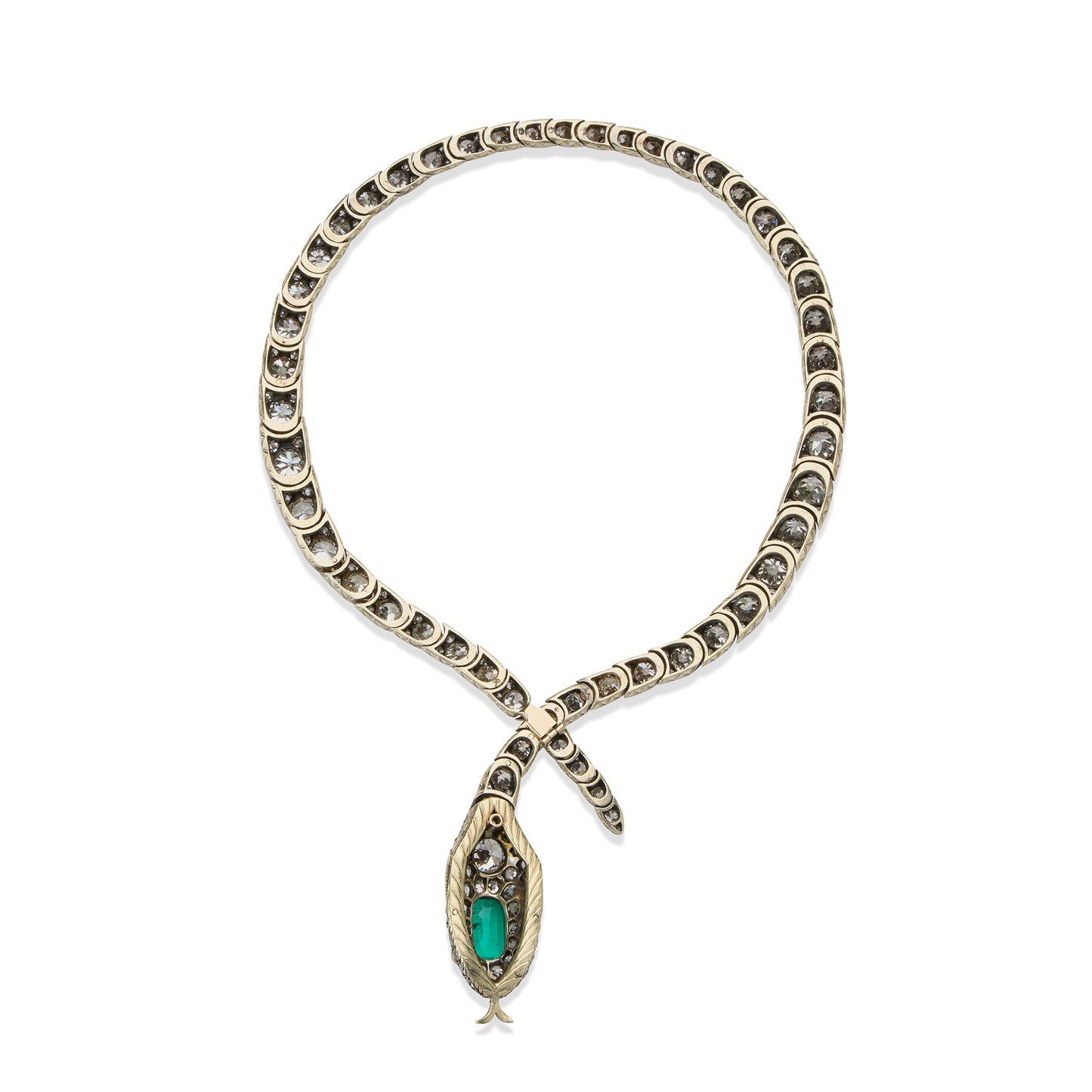 Macklowe Gallery Antique Emerald and Diamond Serpent Necklace