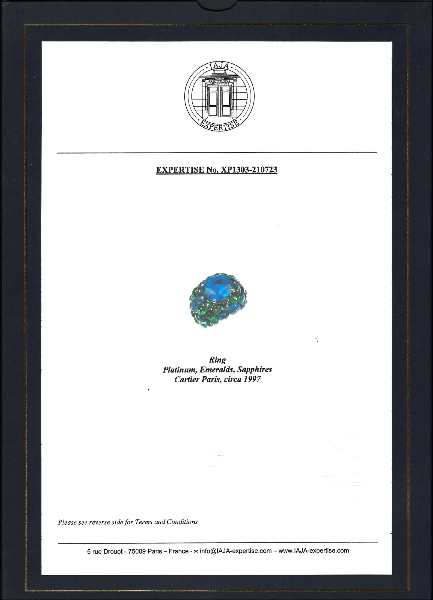 Macklowe Gallery Cartier Paris Ceylon Sapphire and Emerald Boule Ring