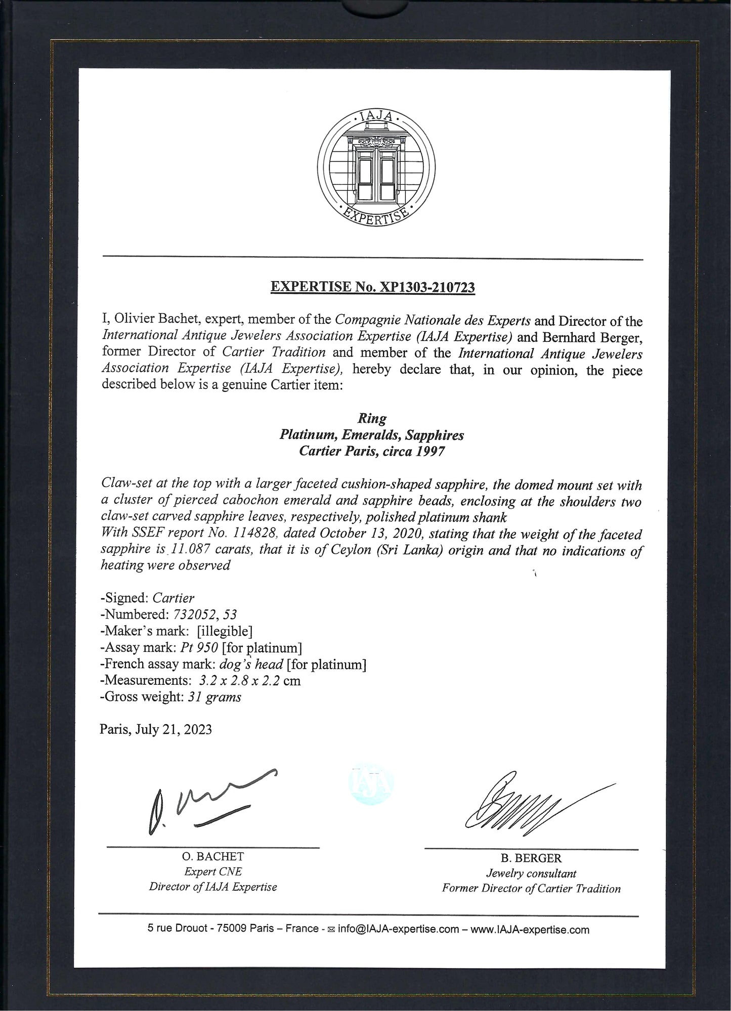 Cartier Paris Ceylon Sapphire and Emerald Boule Ring