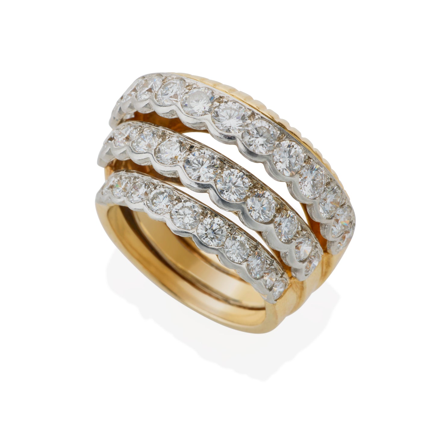 Macklowe Gallery Cartier Stepped Gold and Diamond Ring
