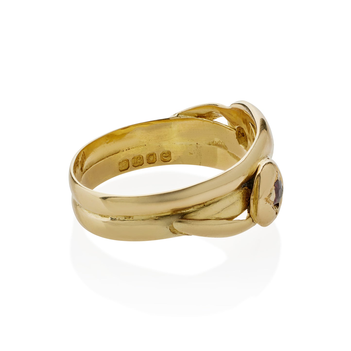 Macklowe Gallery Antique English 18K Gold, Diamond and Ruby Double Snake Ring