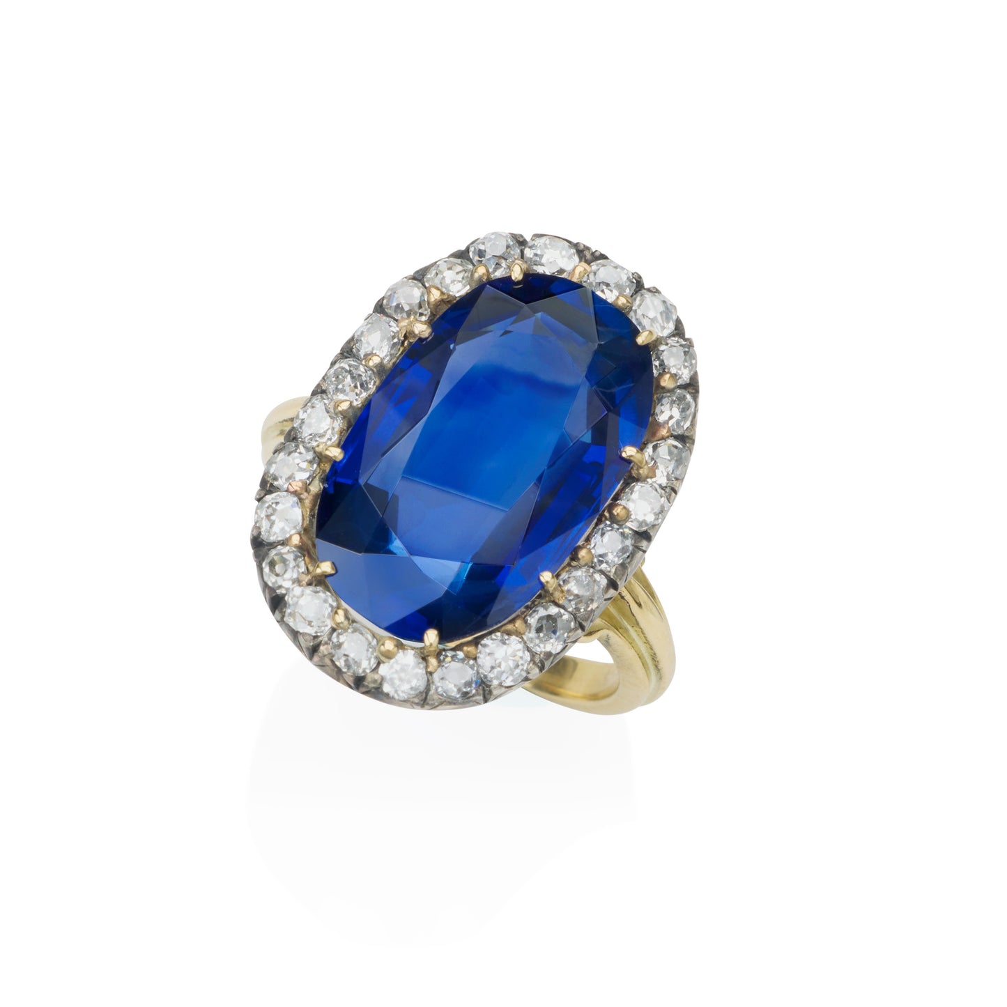 Macklowe Gallery Antique AGL Burma No Heat Sapphire and Diamond Ring
