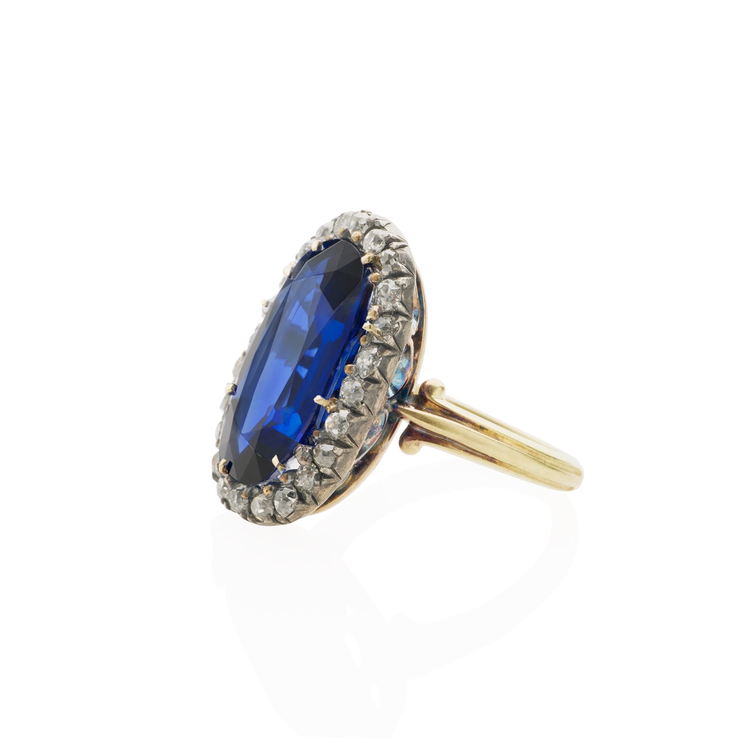 Macklowe Gallery Antique AGL Burma No Heat Sapphire and Diamond Ring