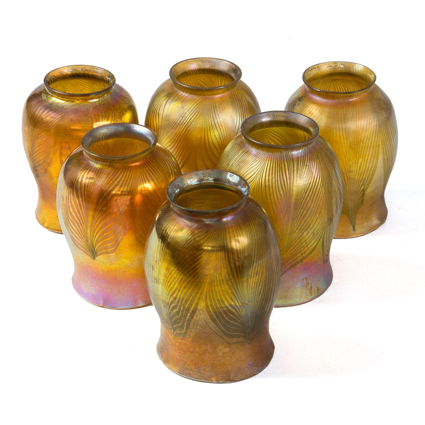 Macklowe Gallery Tiffany Studios New York Pair of Three Light Table lamps