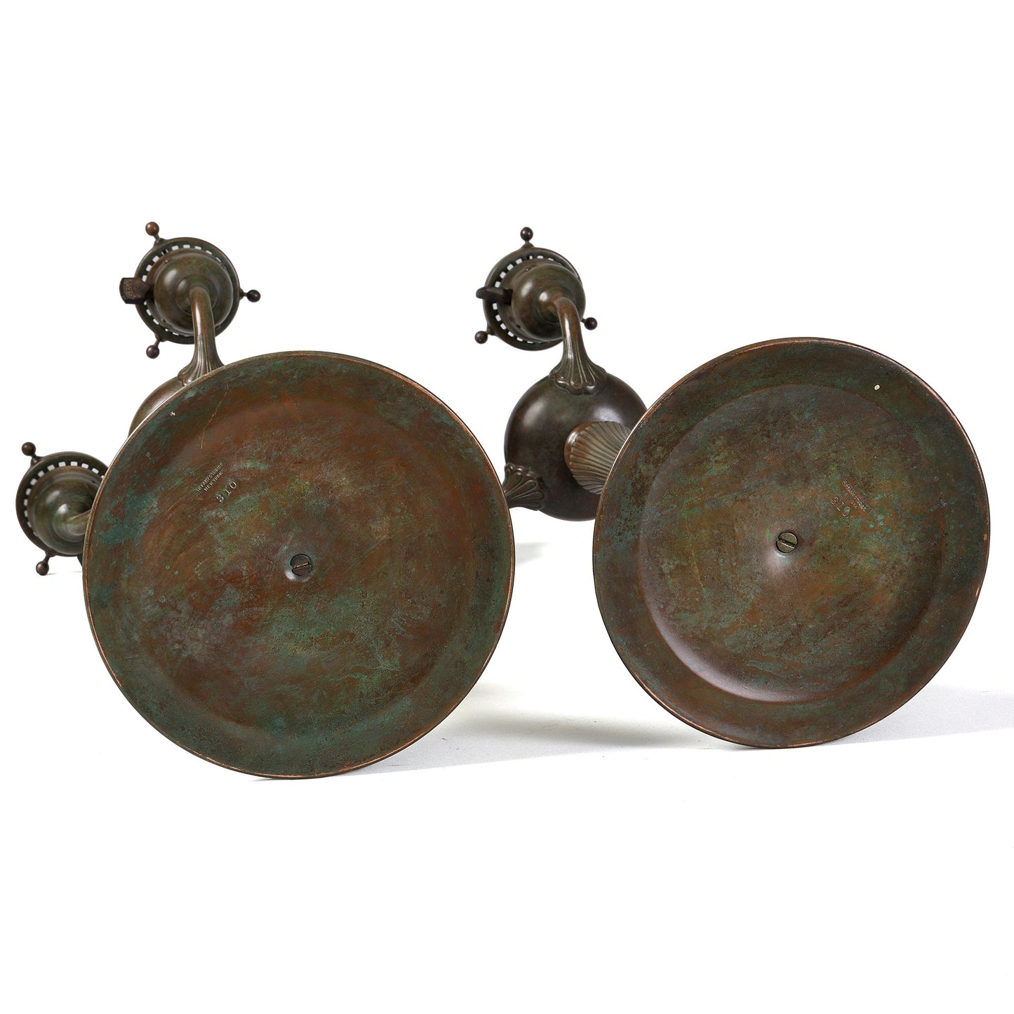 Macklowe Gallery Tiffany Studios New York Pair of Three Light Table lamps