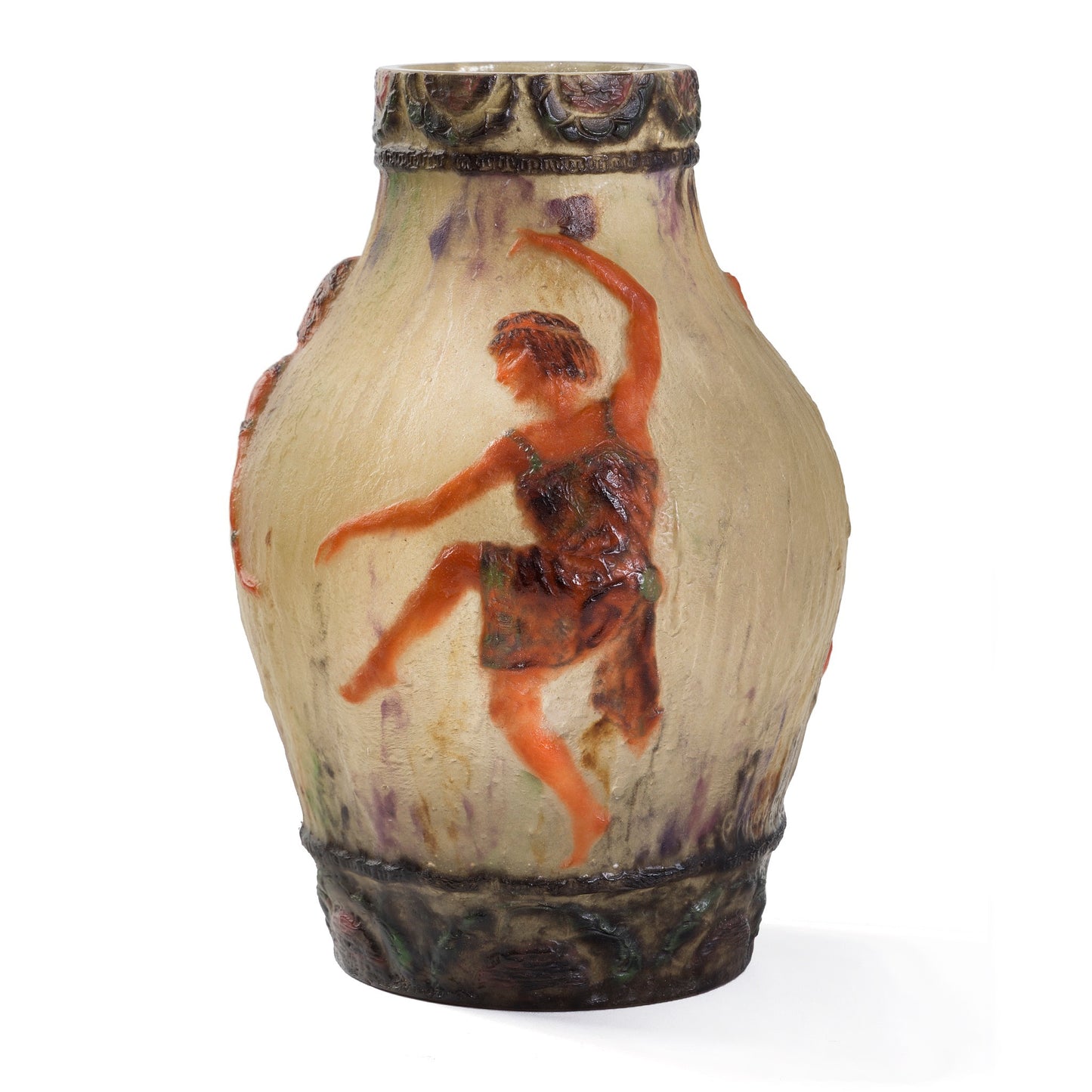 Macklowe Gallery Gabriel Argy-Rousseau "La Danse'" Pâte-de-Verre Vase