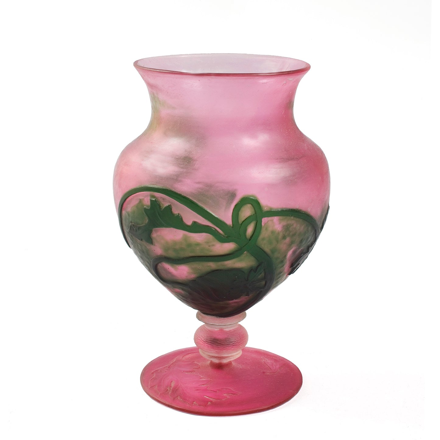 Macklowe Gallery Daum Nancy Wheel-Carved Floral Cameo Glass Vase