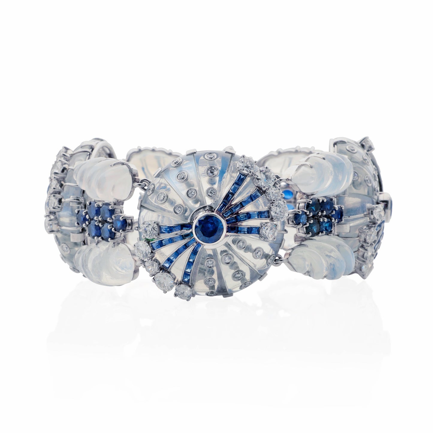 Macklowe Gallery Marcus & Co. Mid-Century Sapphire and Moonstone Brooch Bracelet