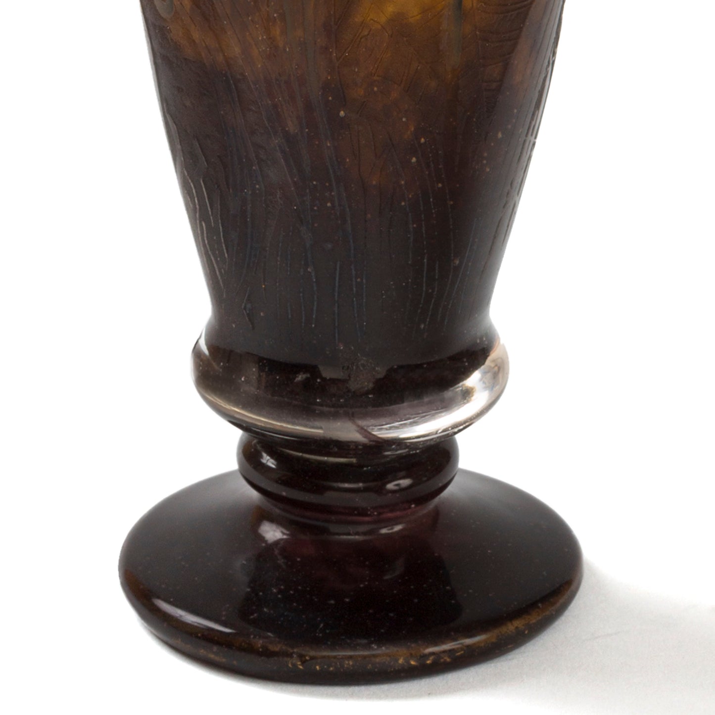 Macklowe Gallery Daum Nancy Enameled and Etched Orchid Landscape Glass Vase