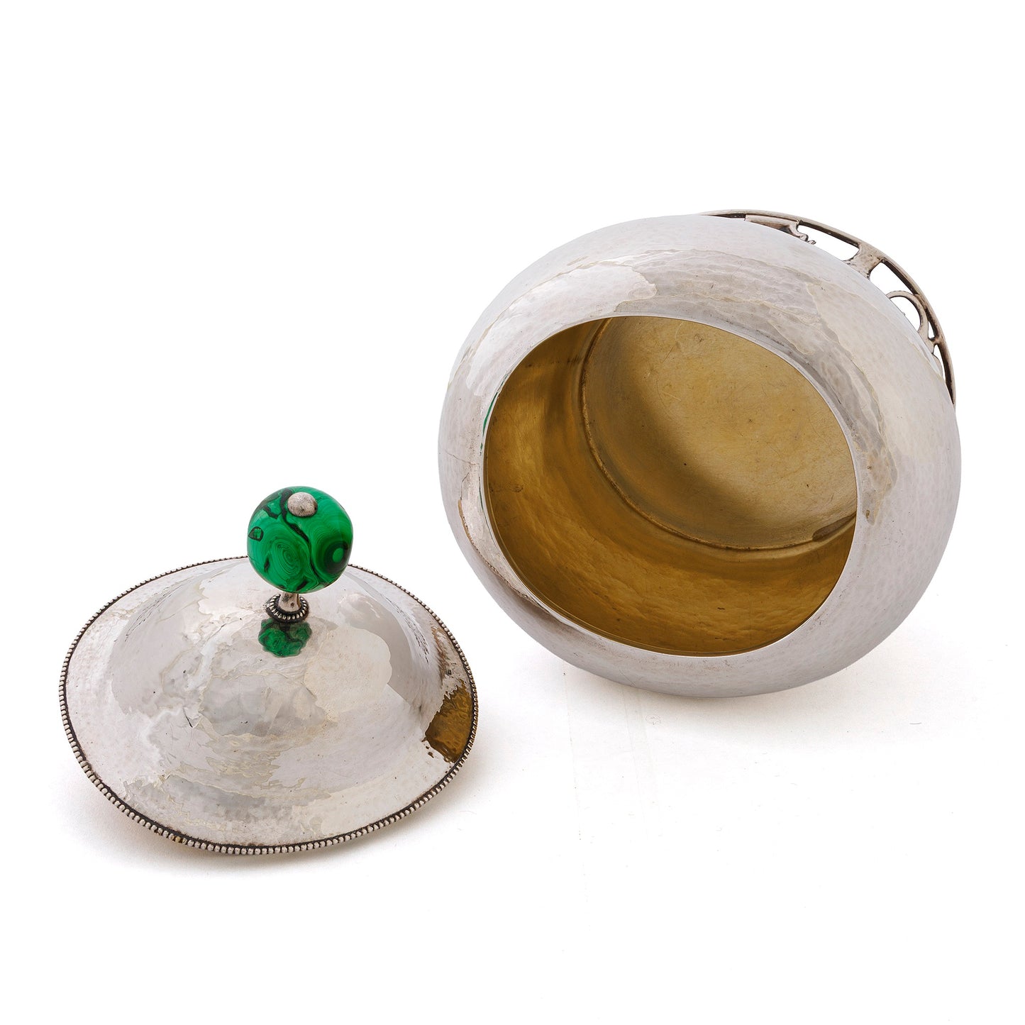 Macklowe Gallery Josef Hoffmann Hammered Silver Covered Bowl