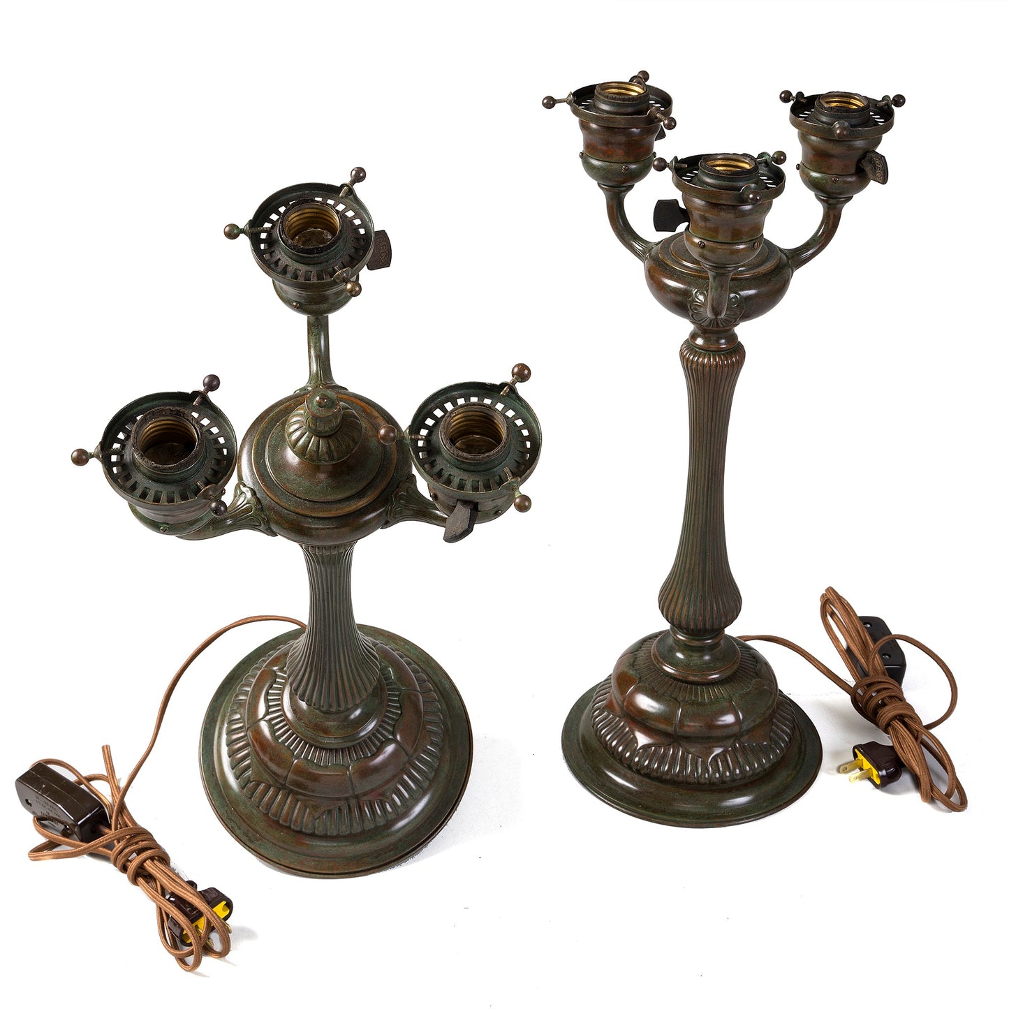 Macklowe Gallery Tiffany Studios New York Pair of Three Light Table lamps