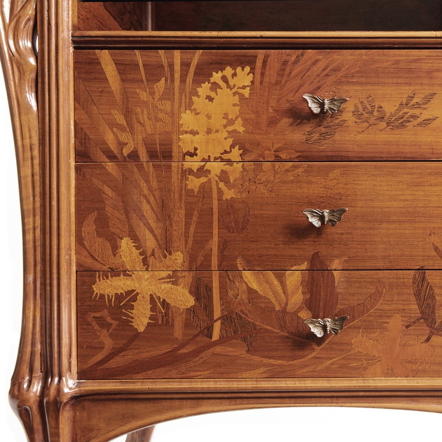 Macklowe Gallery Émile Gallé French Walnut and Fruitwood Marquetry Vitrine