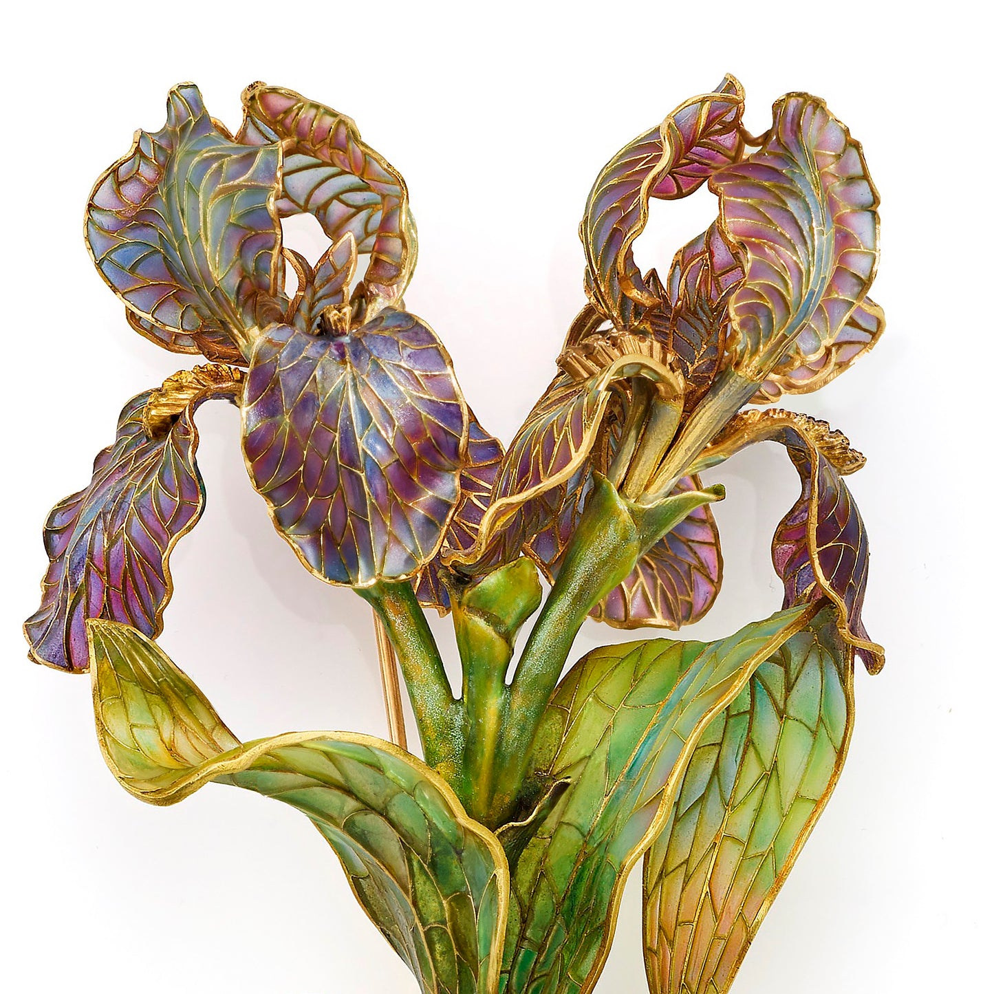Macklowe Gallery Marcus & Co. Art Nouveau Enamel Iris Brooch