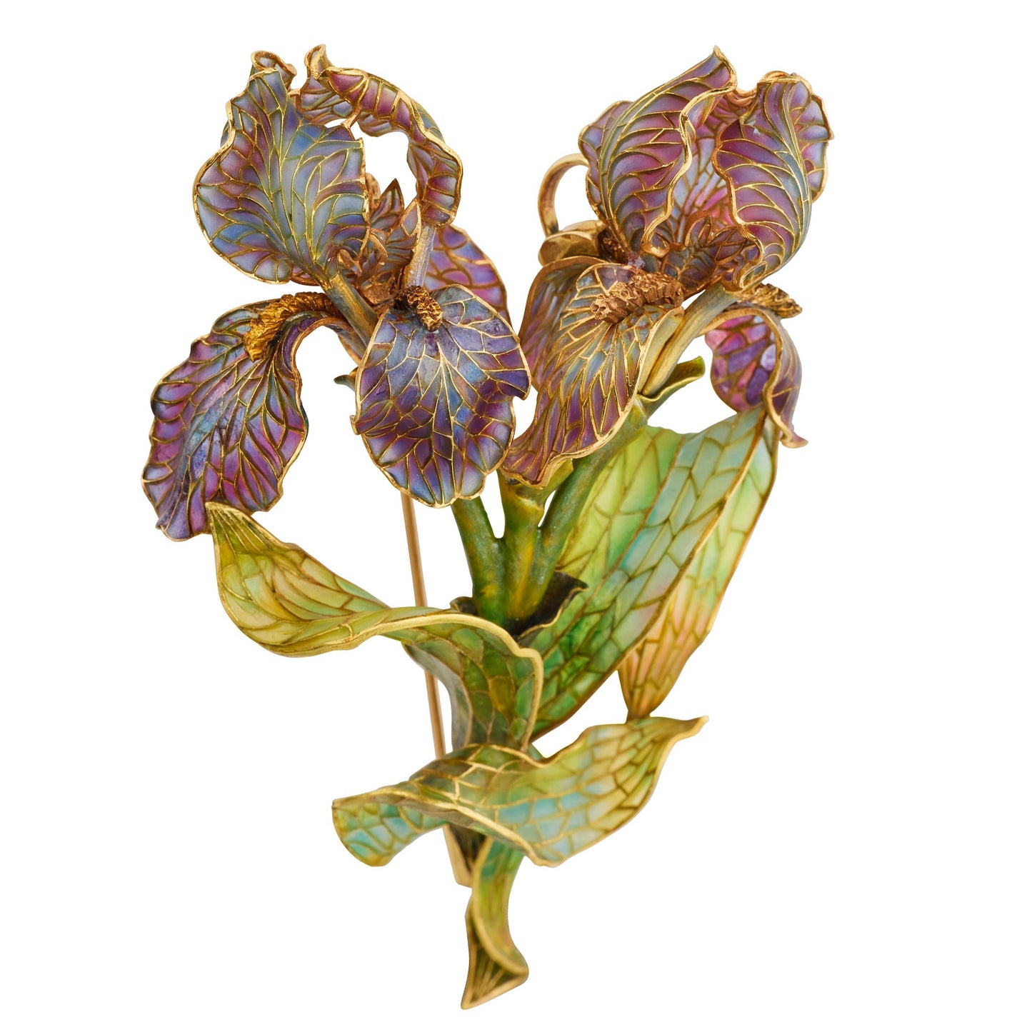 Macklowe Gallery Marcus & Co. Art Nouveau Enamel Iris Brooch