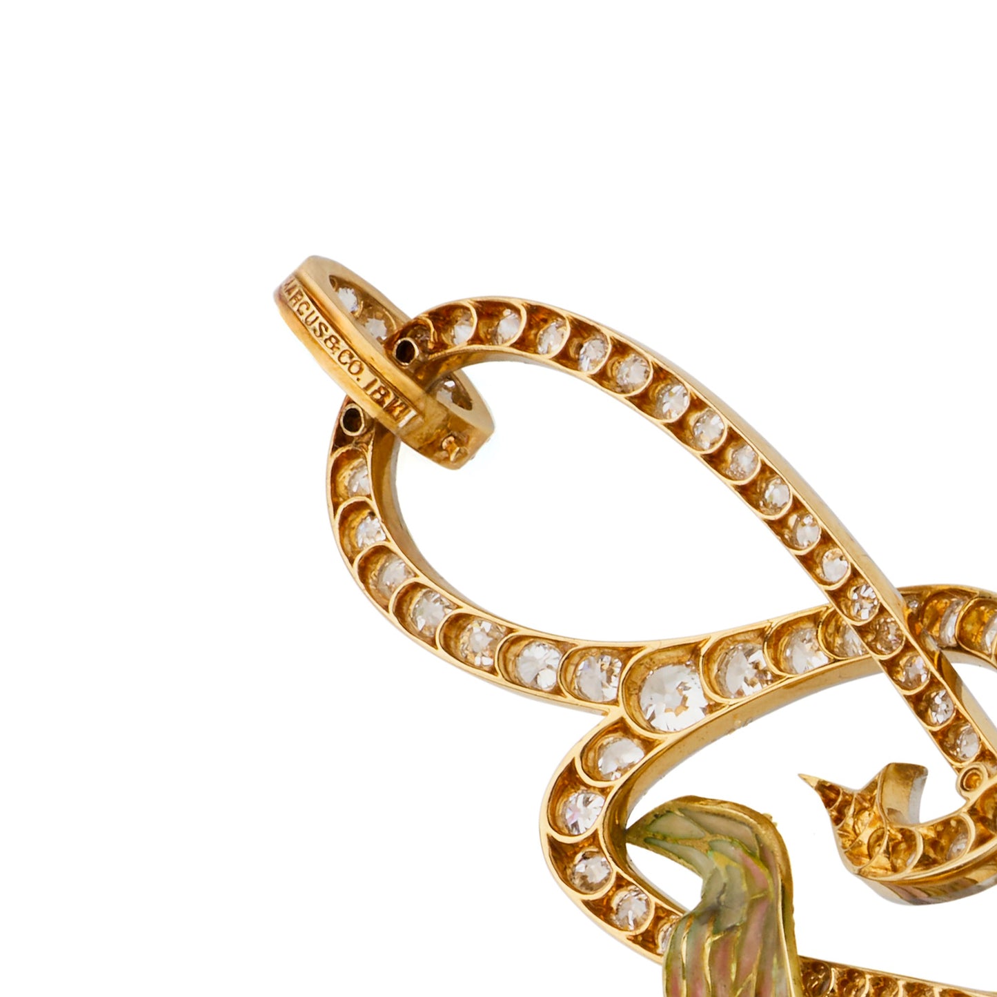 Macklowe Gallery Marcus & Co. Art Nouveau Enamel Orchid Pendant