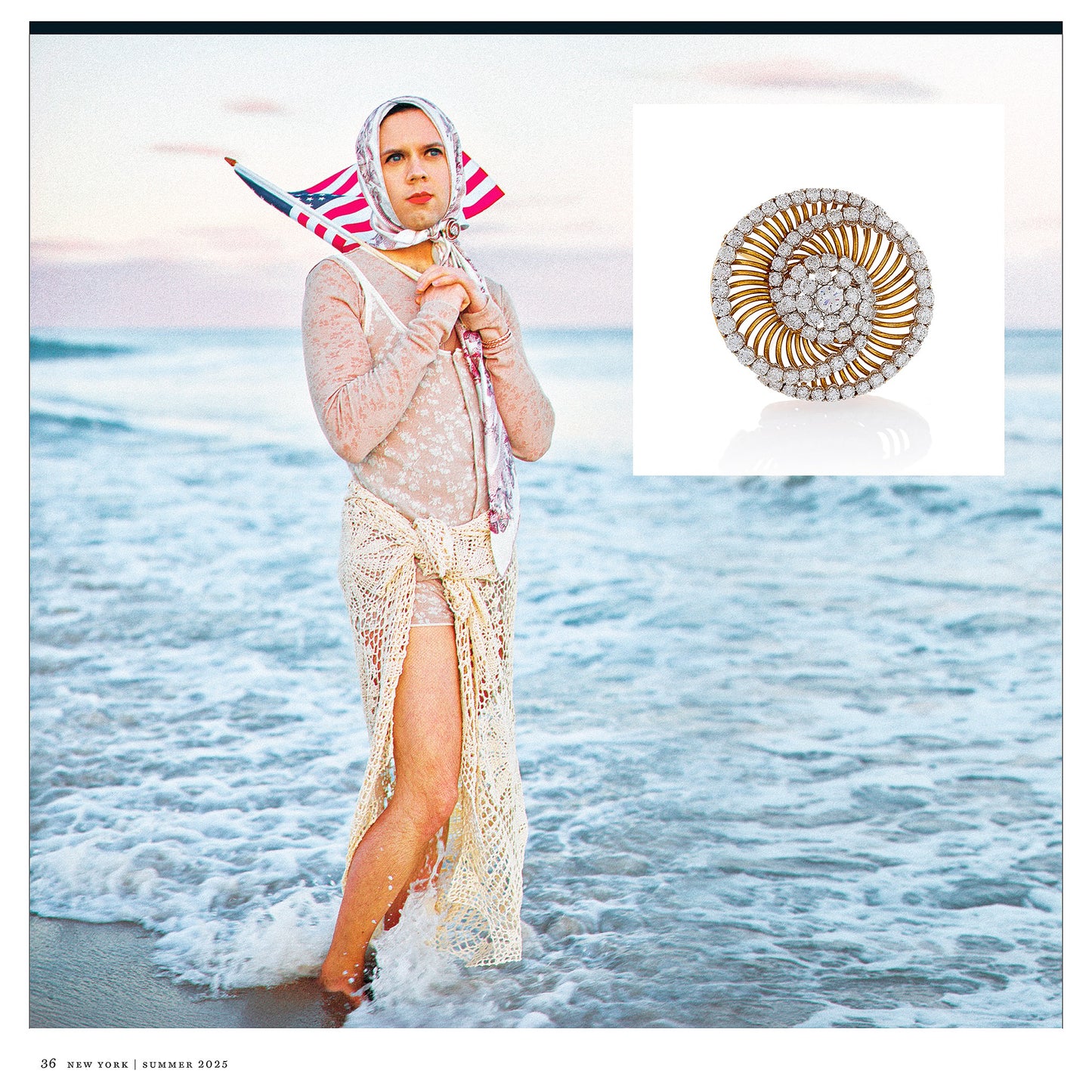 Macklowe Gallery Bulgari Gold and Diamond Spiral Brooch