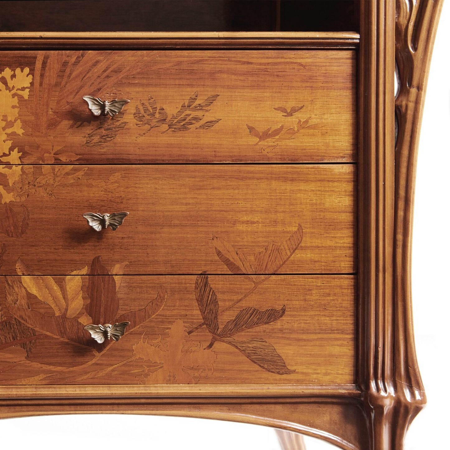 Macklowe Gallery Émile Gallé French Walnut and Fruitwood Marquetry Vitrine