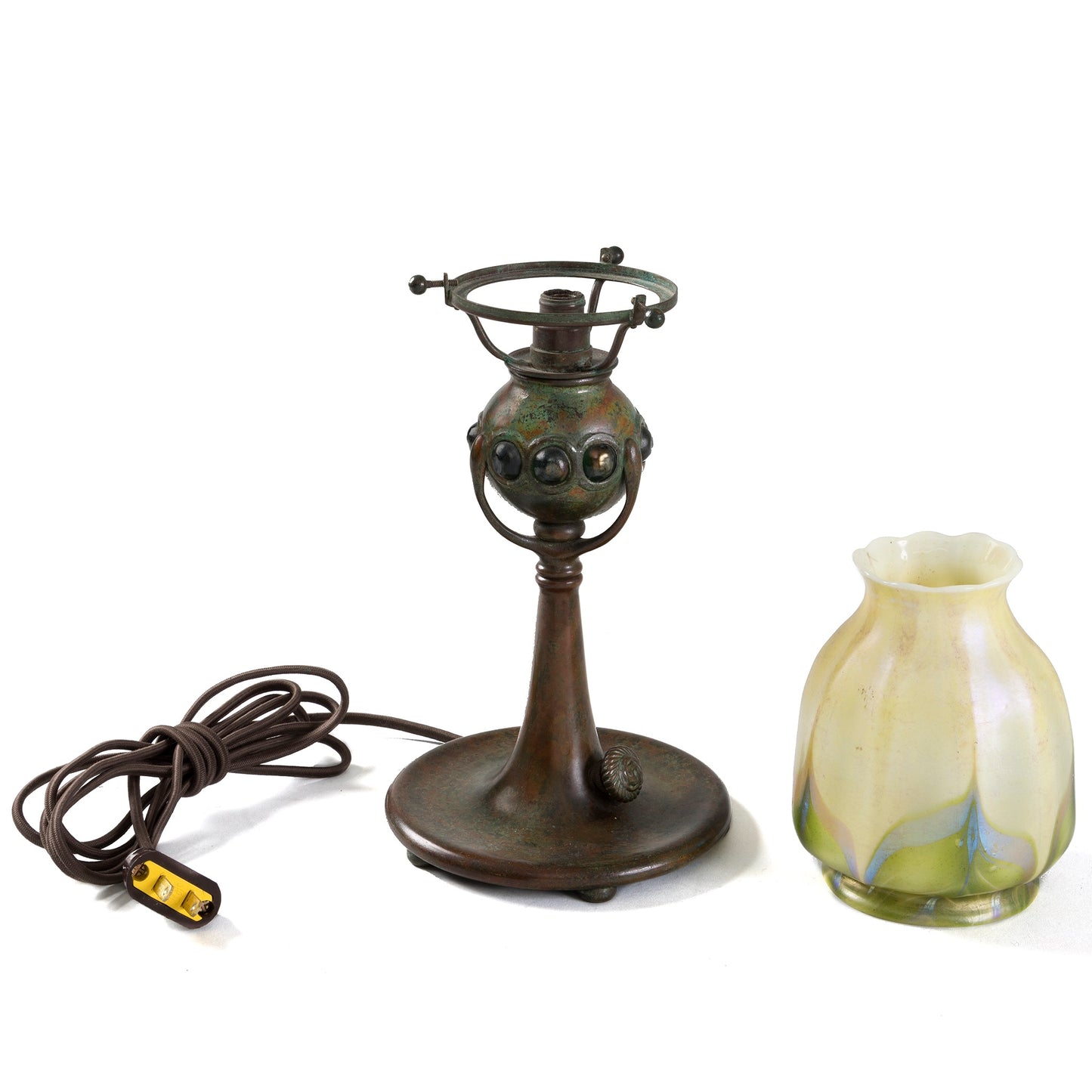 Macklowe Gallery Tiffany Studios New York Jeweled Candlestick with Tulip shade